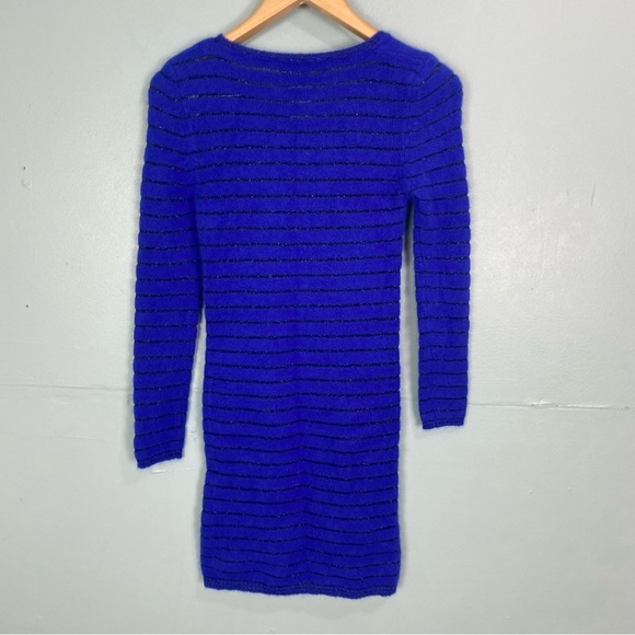Isabel Marant Striped Sweater Dress Blue Black Angora Blend Mini Sz S - Picture 4 of 4